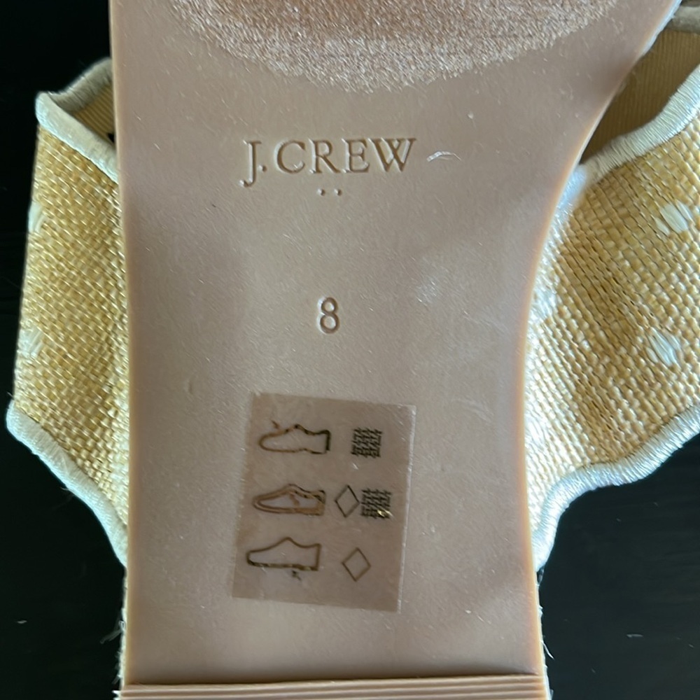 J. Crew Scalloped Polka-Dot Slide Raffia Sandals Jute Woven Size 8 - Picture 8 of 8